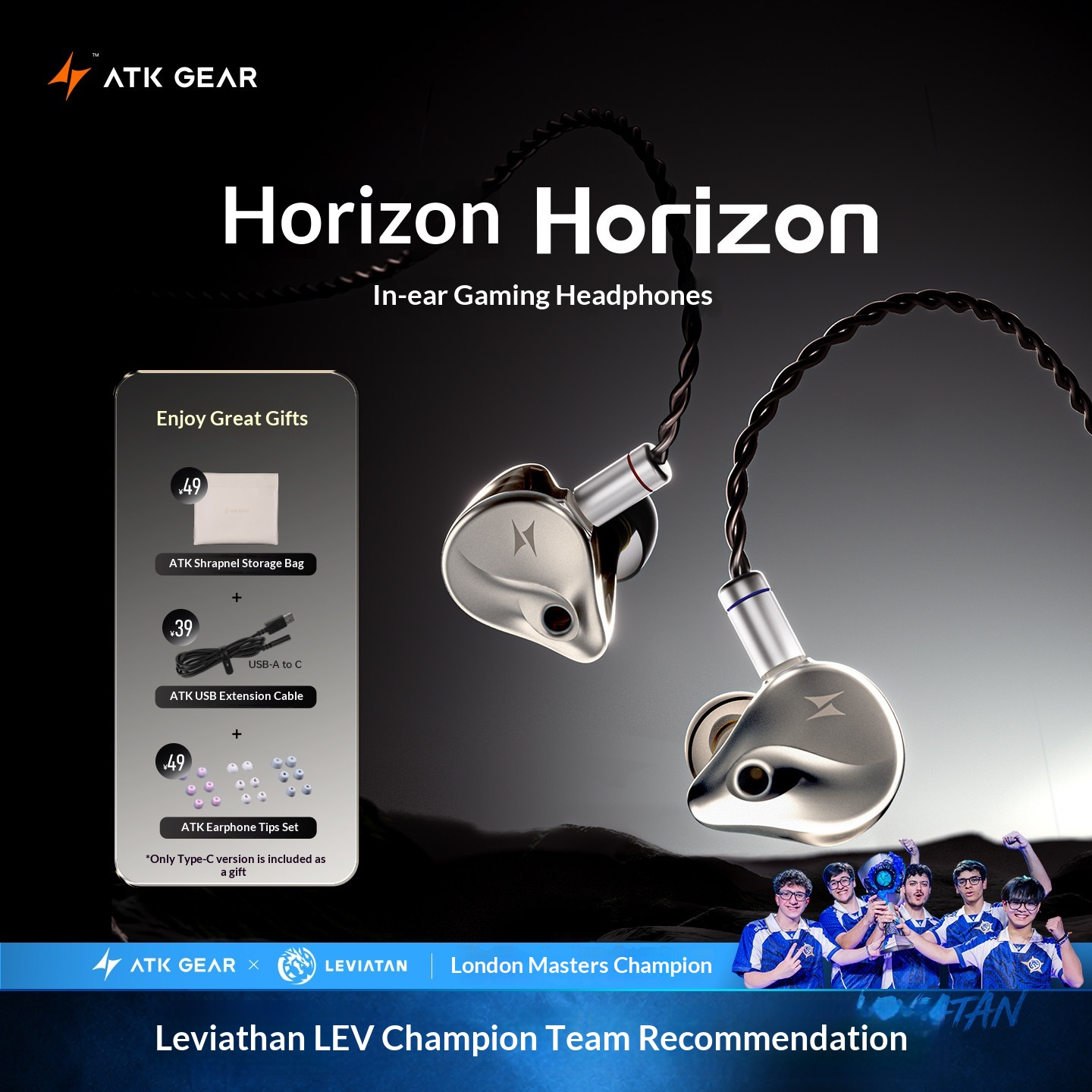 Esports Gaming Headset - Auricolare da gioco cablato ATK Horizon