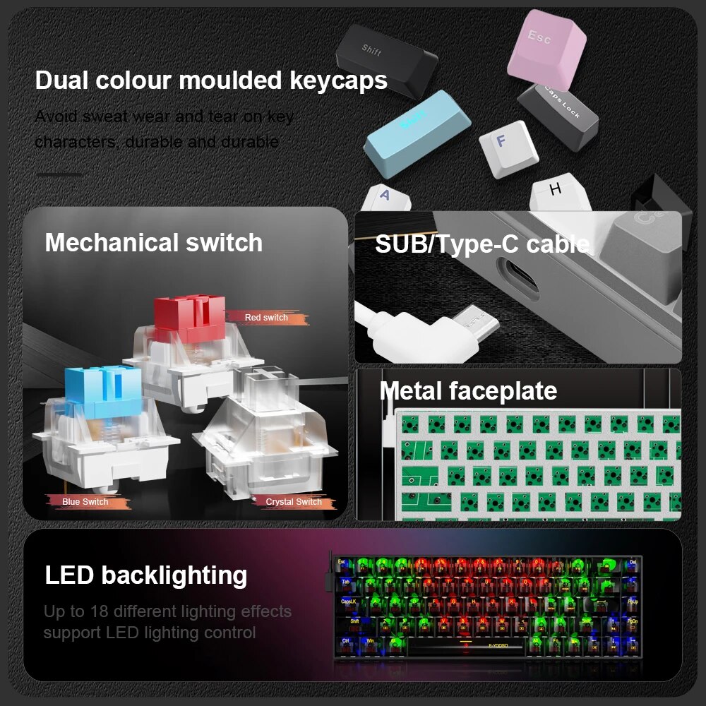 E-YOOSO Z686 USB Mini Slim tas - Keyboard Tenkeyless recensione e prezzo